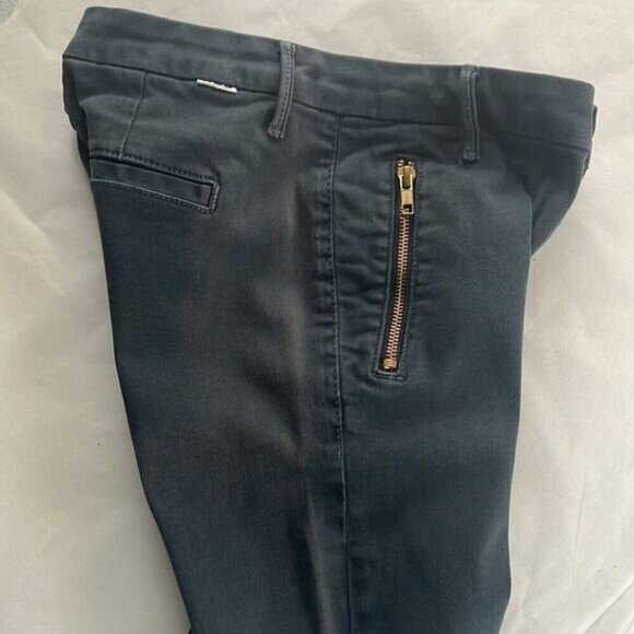 Mother Muse Twill Pants Midnight Blue Zip Pockets Skinny Leg Crop Denim Jeans 24 - Picture 6 of 12